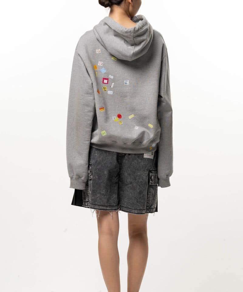 Maison MIHARA YASUHIRO/Price Tag Sticker Printed Hoodie gray 36