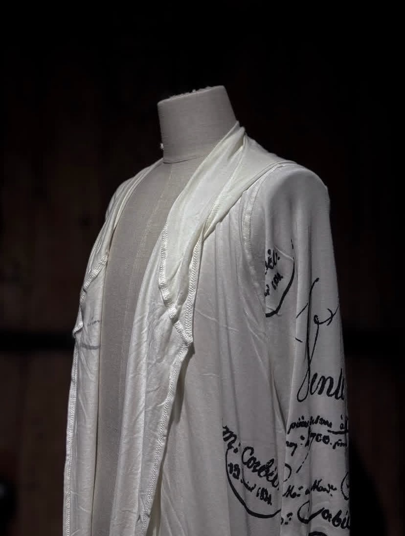SHARE SPIRIT/シェアースピリット/PRINT LONG CARDIGAN white M