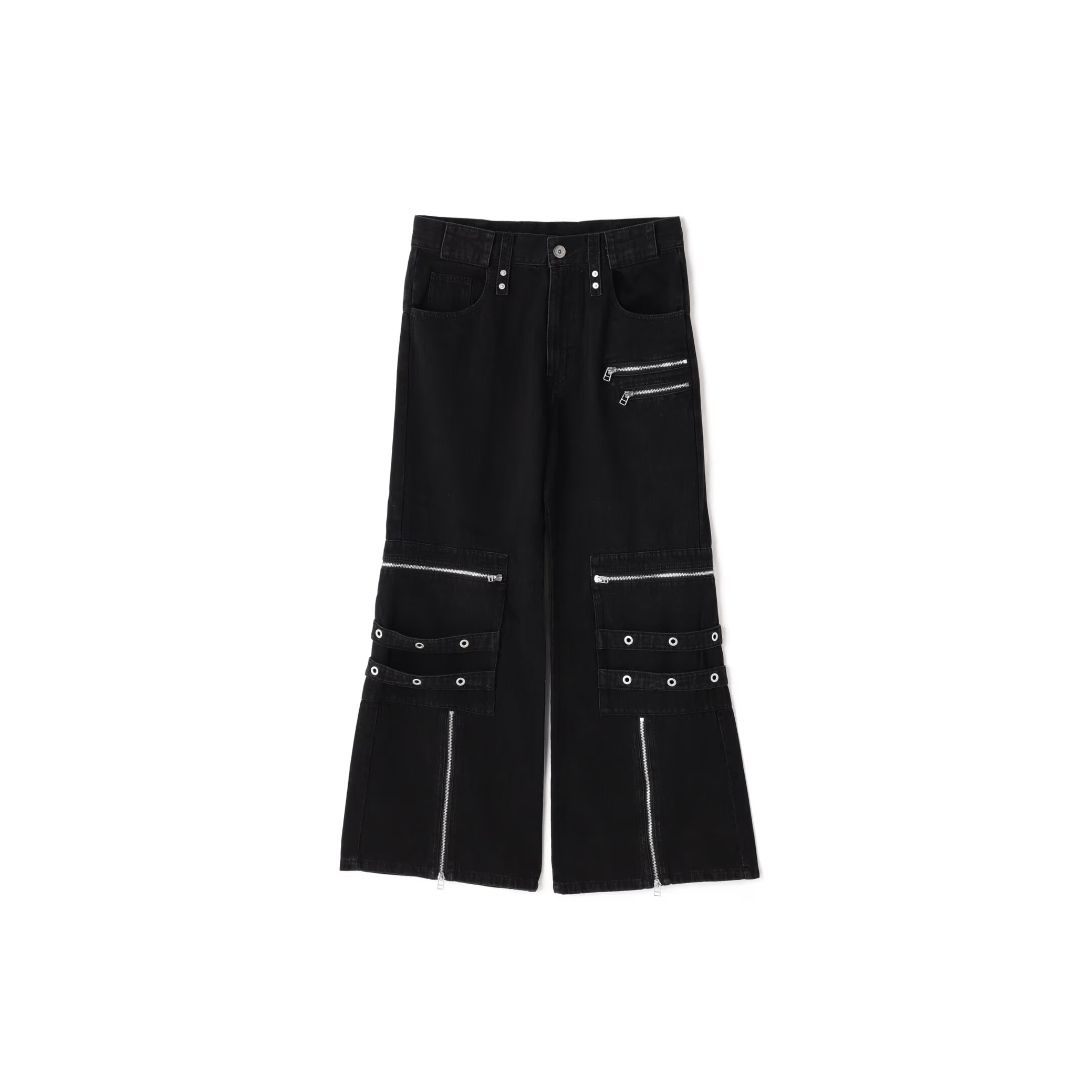 FR(13)NDS/フレンズ/ハトメループ フレアデニム black F