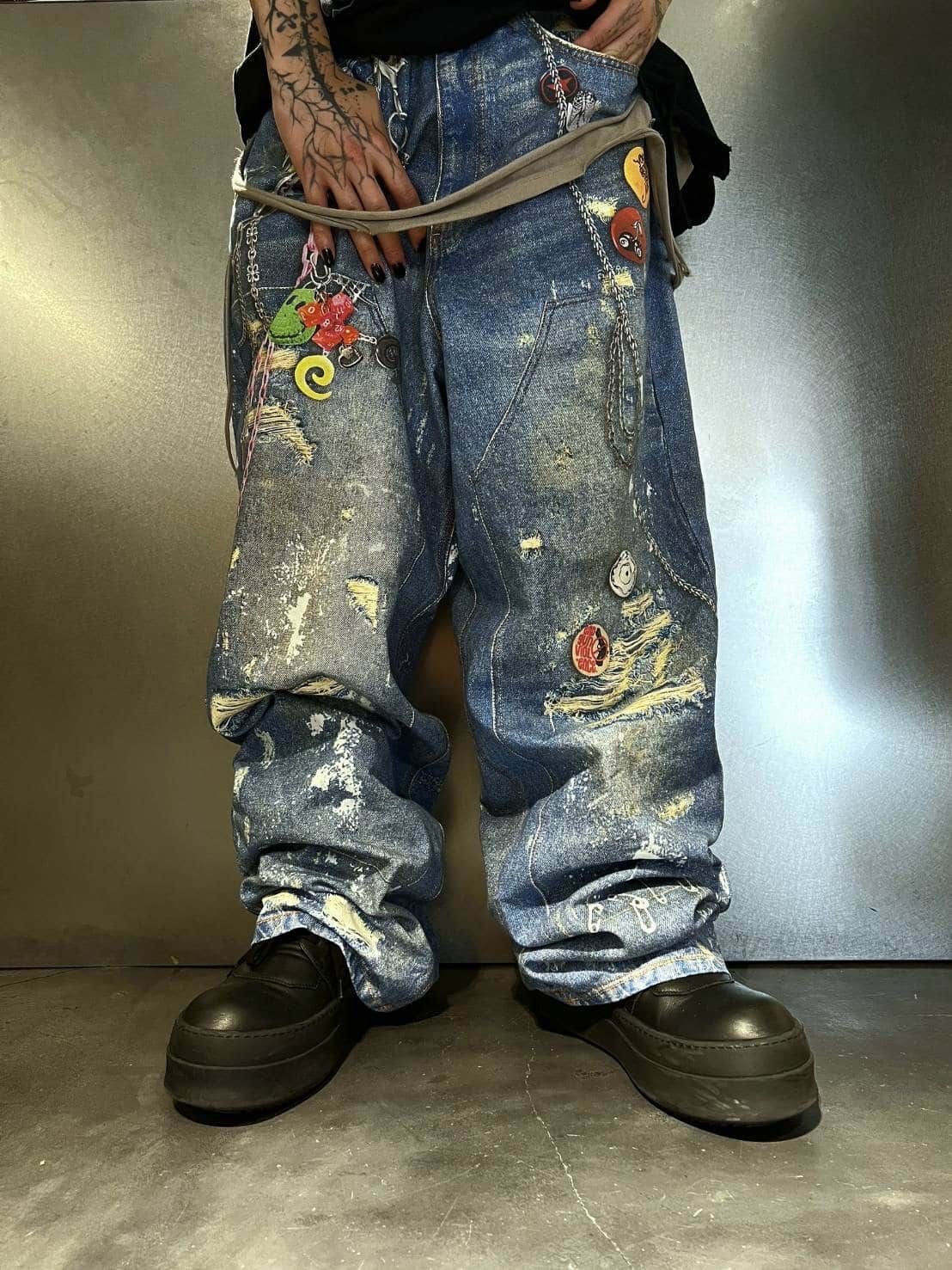 FR(13)NDS/フレンズ/TROMPEL'OEIL DENIM PANTS blue F