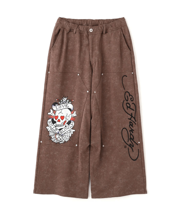 FR(13)NDS × Ed Hardy/フレンズ × エド・ハーディ/コラボ ダブルニースウェットパンツ brown M