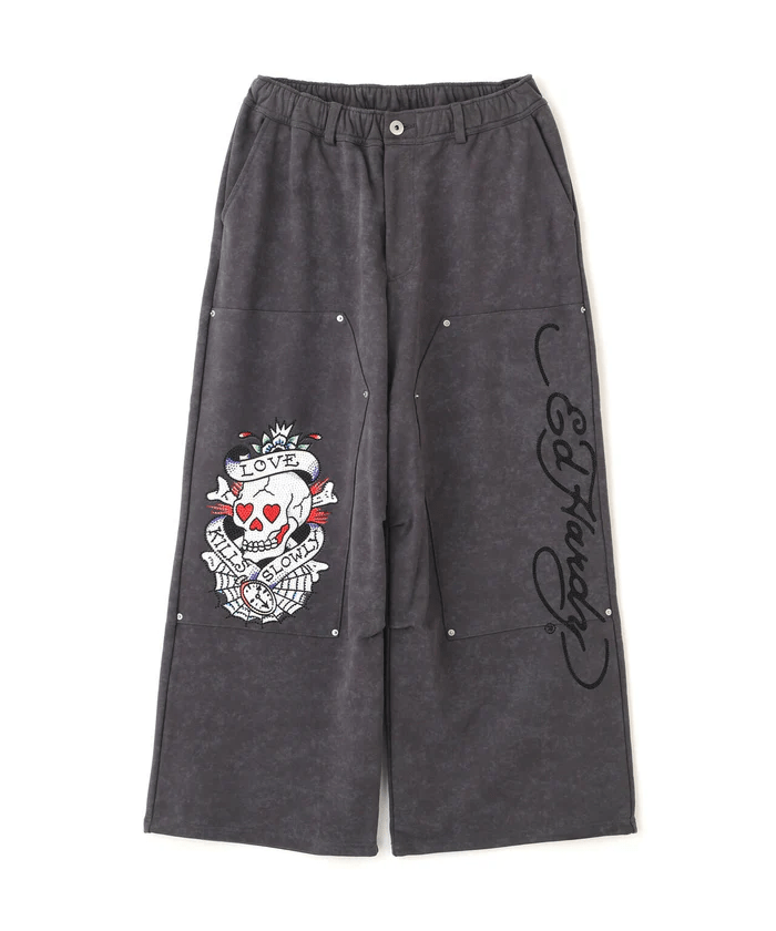FR(13)NDS × Ed Hardy/フレンズ × エド・ハーディ/コラボ ダブルニースウェットパンツ gray L