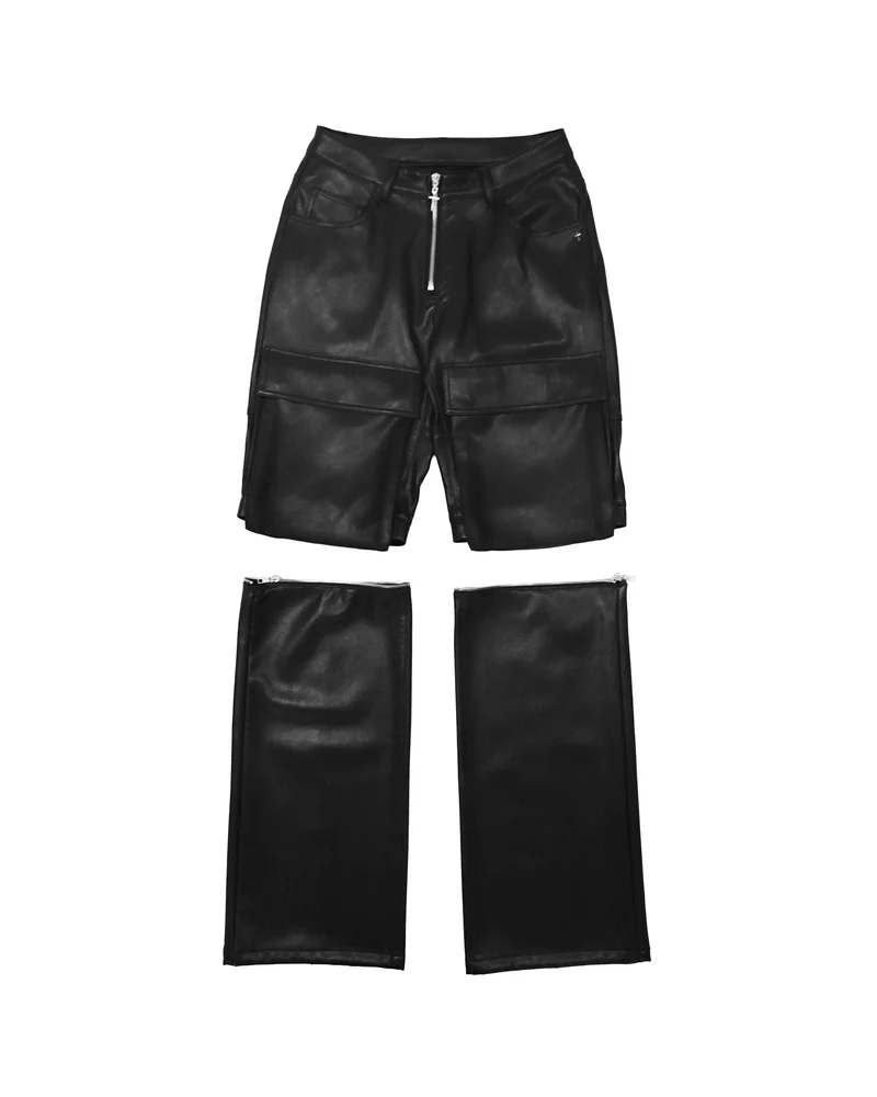 LAST NEST/Faux Leather Cargo Pants V2 / Black black M