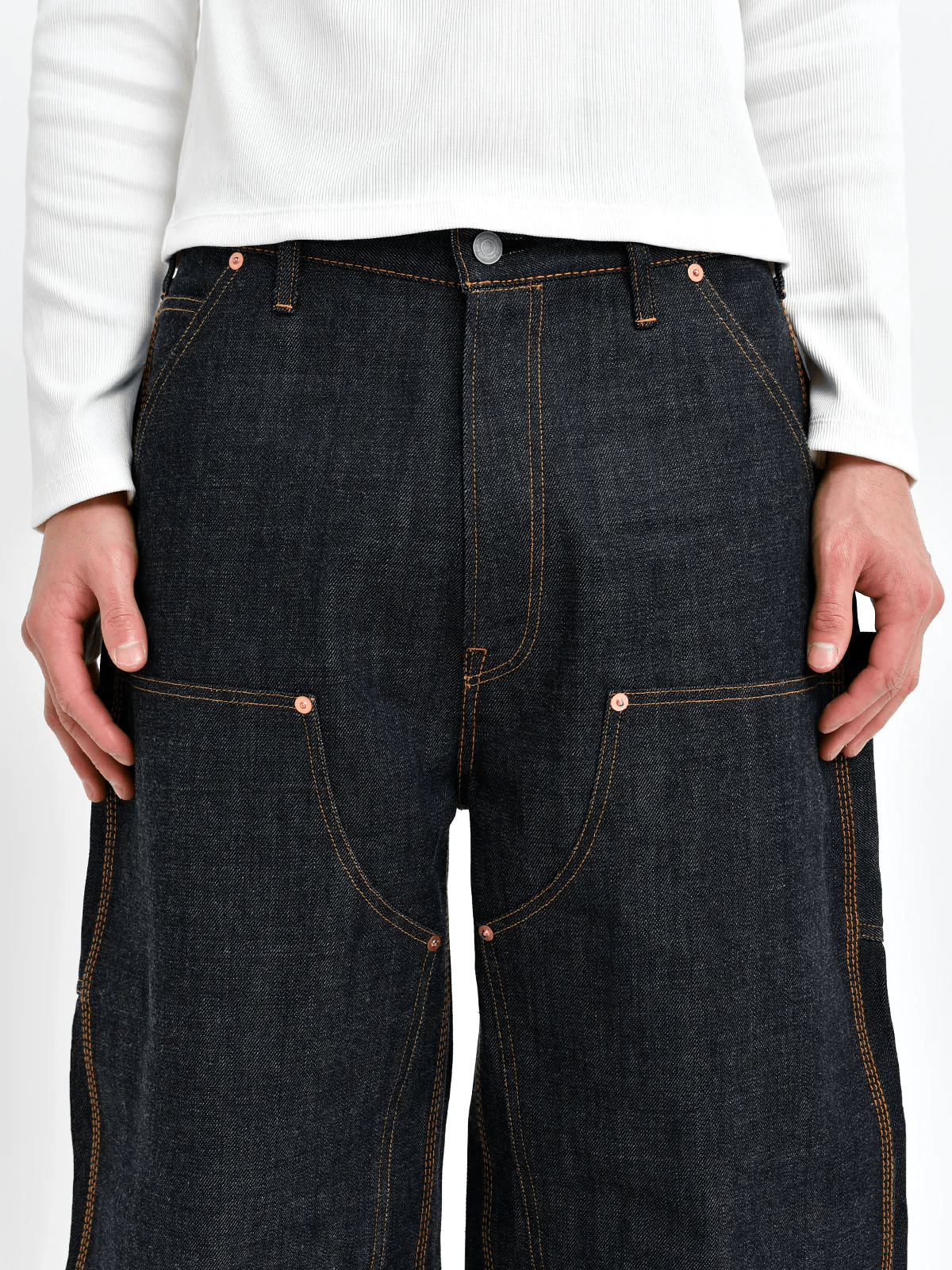 Bante/Japanese Double Knee Denim Pants - Indigo INDIGO 3