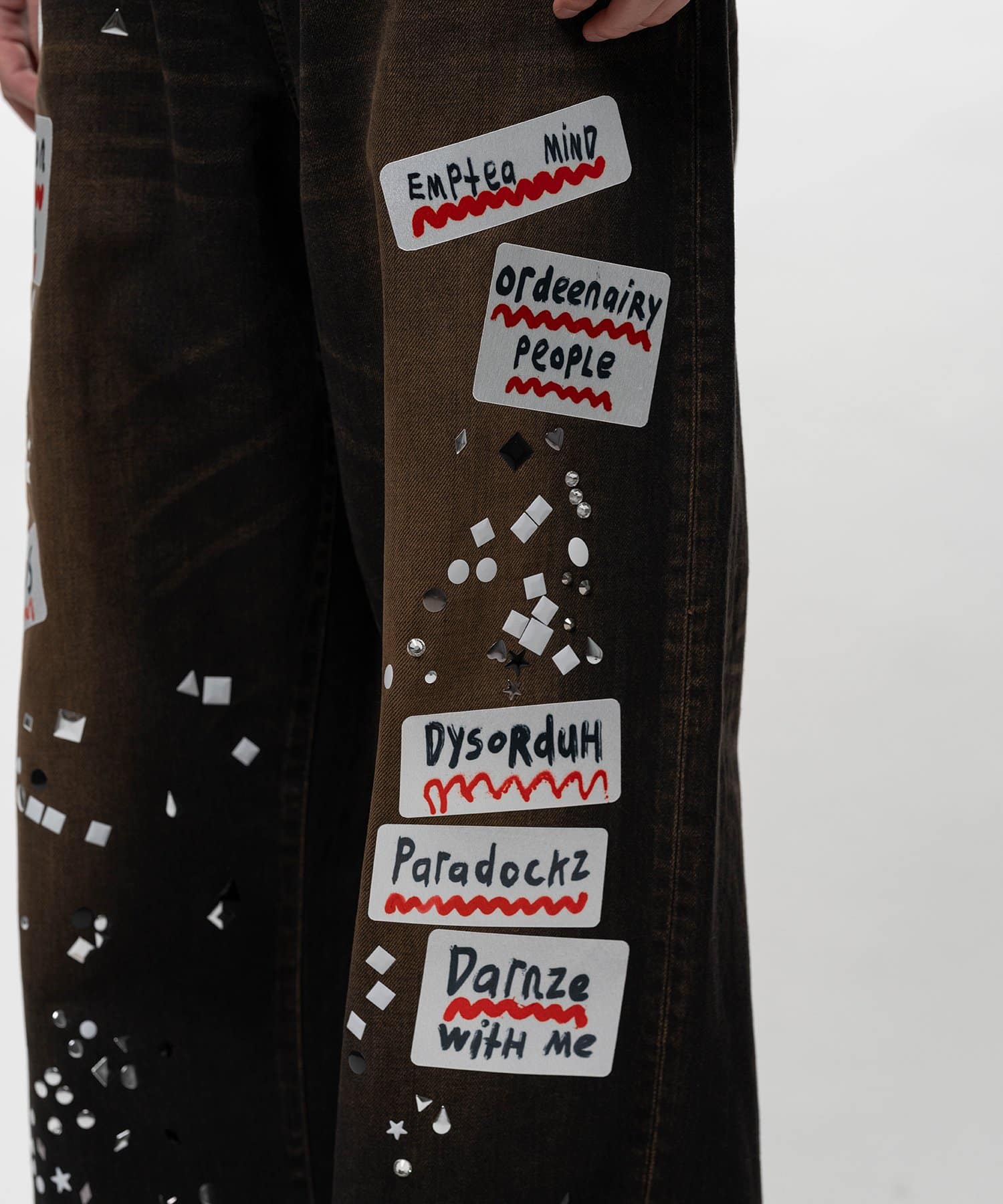 Maison MIHARA YASUHIRO/Embellished Sticker Denim Pants black 44