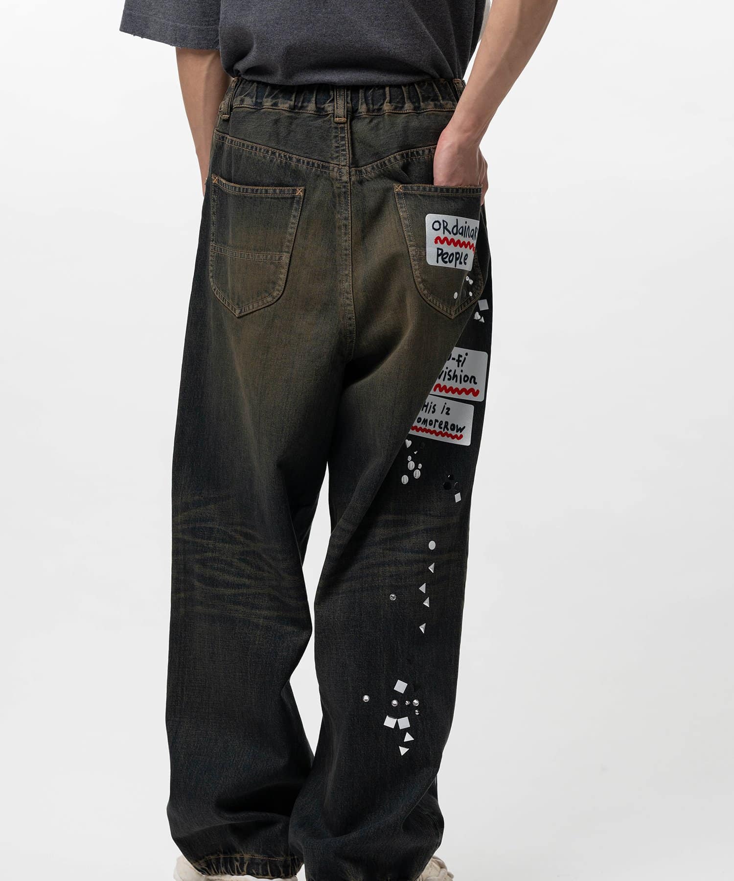 Maison MIHARA YASUHIRO/Embellished Sticker Denim Pants indigo 46