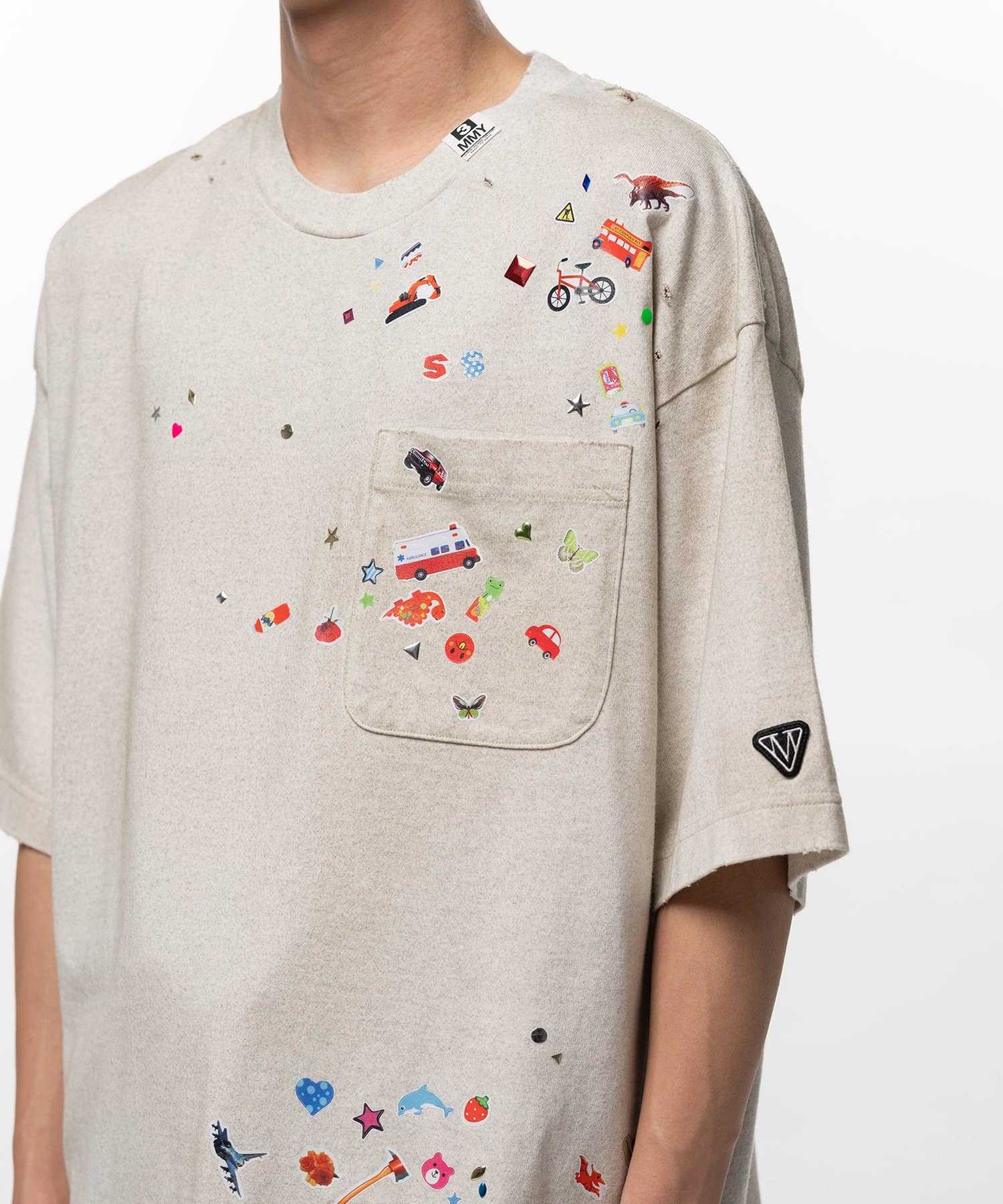 Maison MIHARA YASUHIRO/Kids Sticker Printed T-shirt gray 46