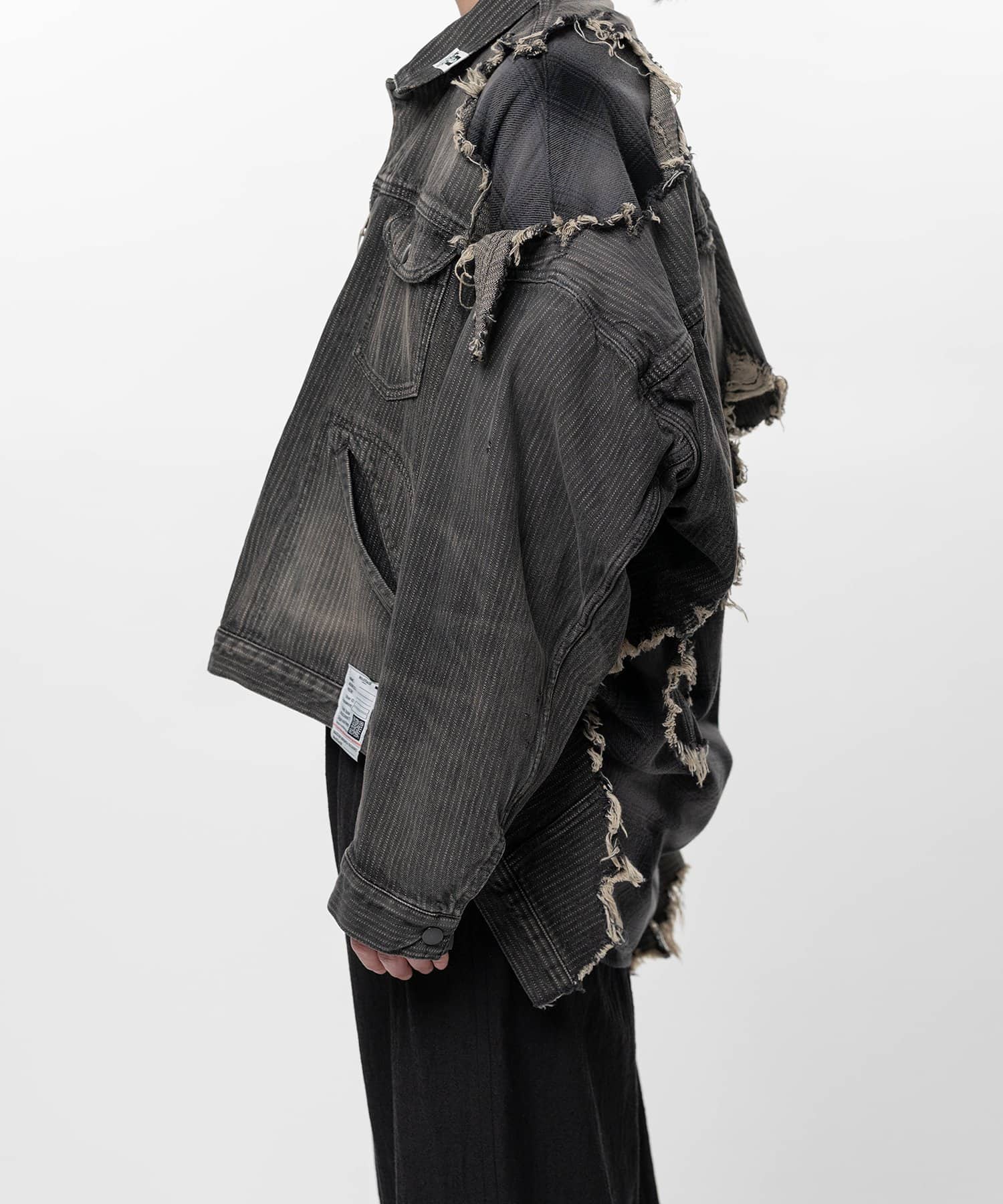 Maison MIHARA YASUHIRO/Check Shirt Layered Denim Jacket black 46