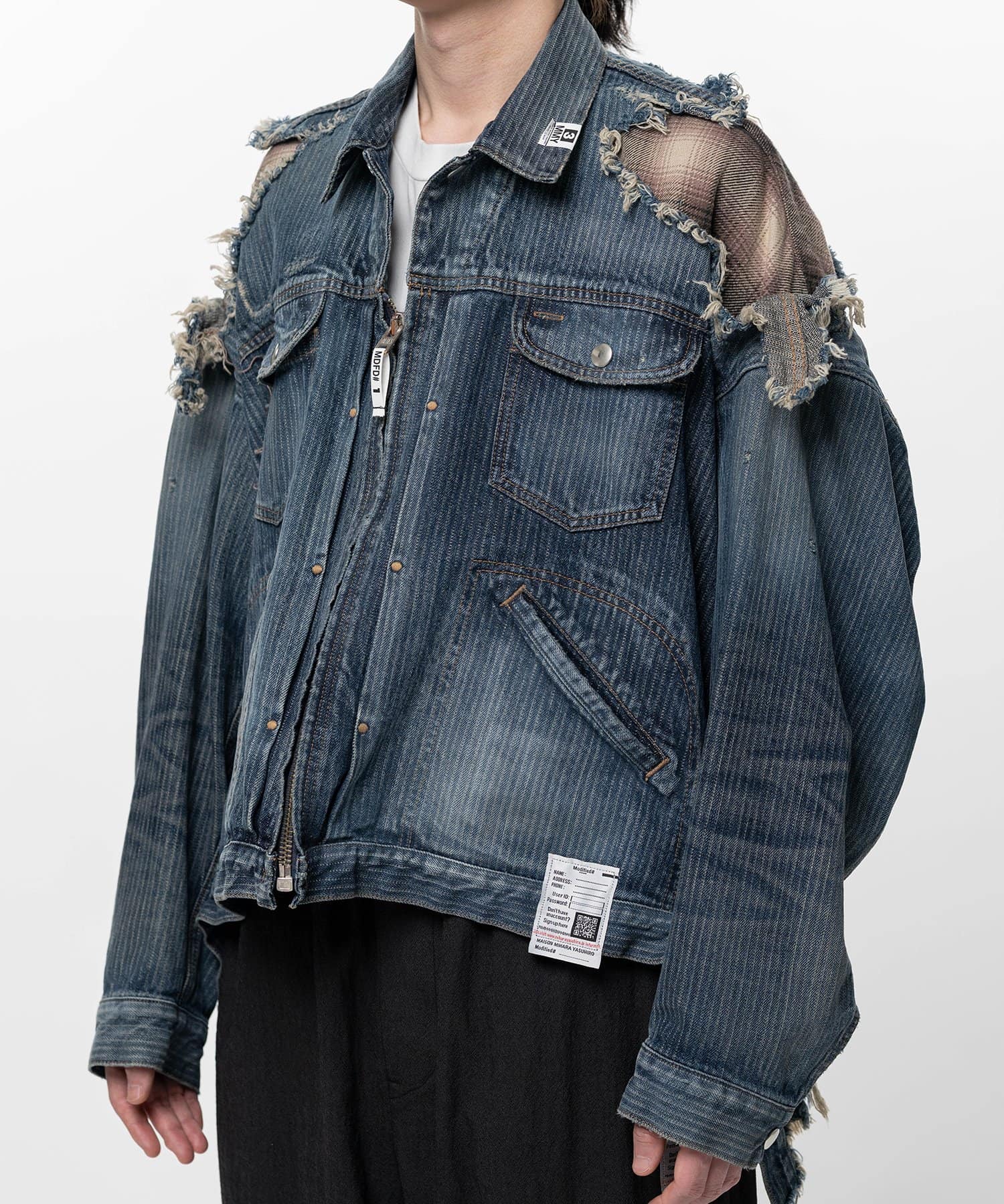 Maison MIHARA YASUHIRO/Check Shirt Layered Denim Jacket INDIGO 46