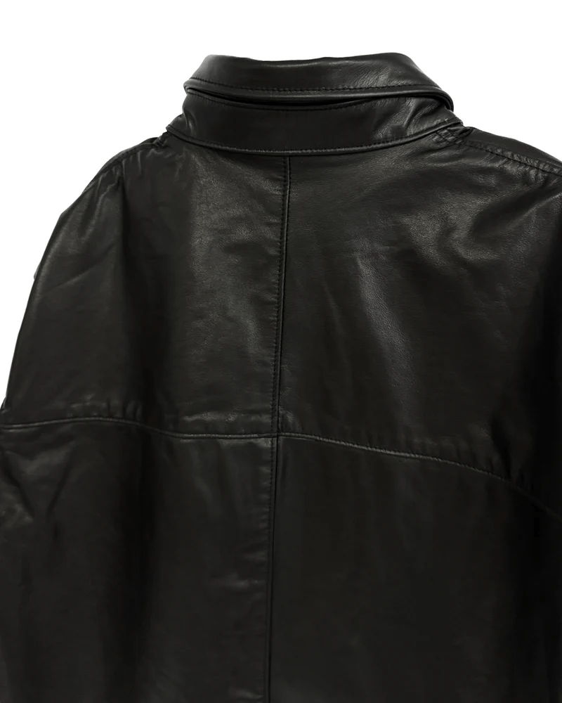LAST NEST/Leather L/S Shirts / Black black L