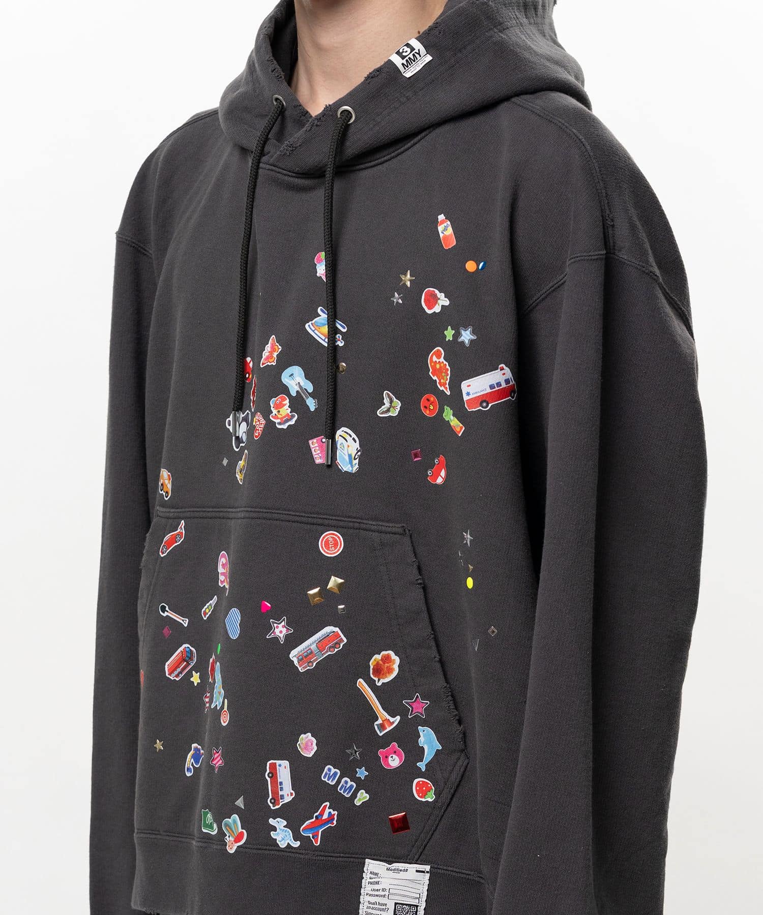 Maison MIHARA YASUHIRO/Kids Sticker Printed Hoodie black 48