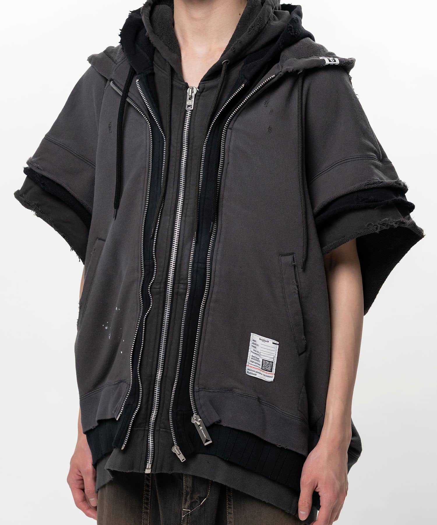 Maison MIHARA YASUHIRO/Triple Layered Zip-up Sweat Vest black 44