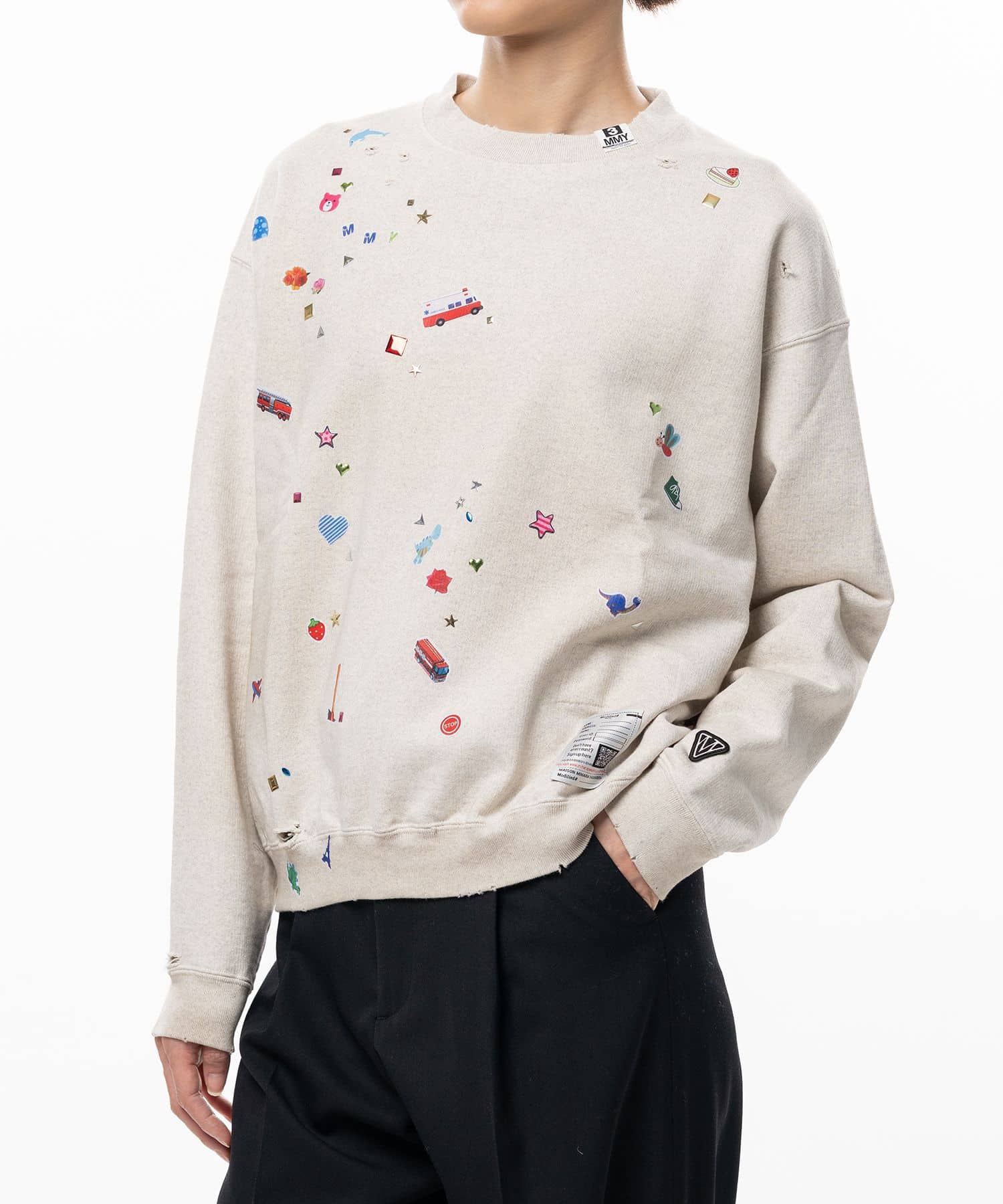 Maison MIHARA YASUHIRO/Kids Sticker Printed Sweatshirt white 36
