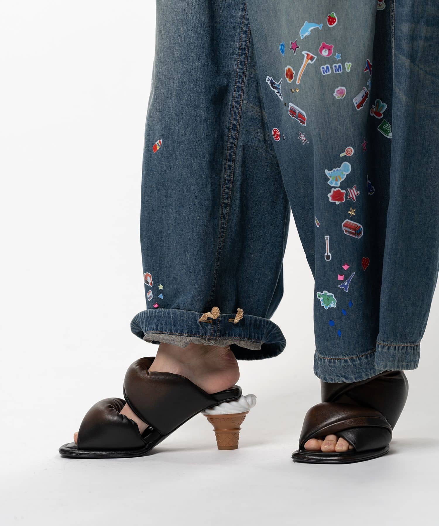 Maison MIHARA YASUHIRO/Kids Sticker Printed Wide Denim Pants INDIGO 36