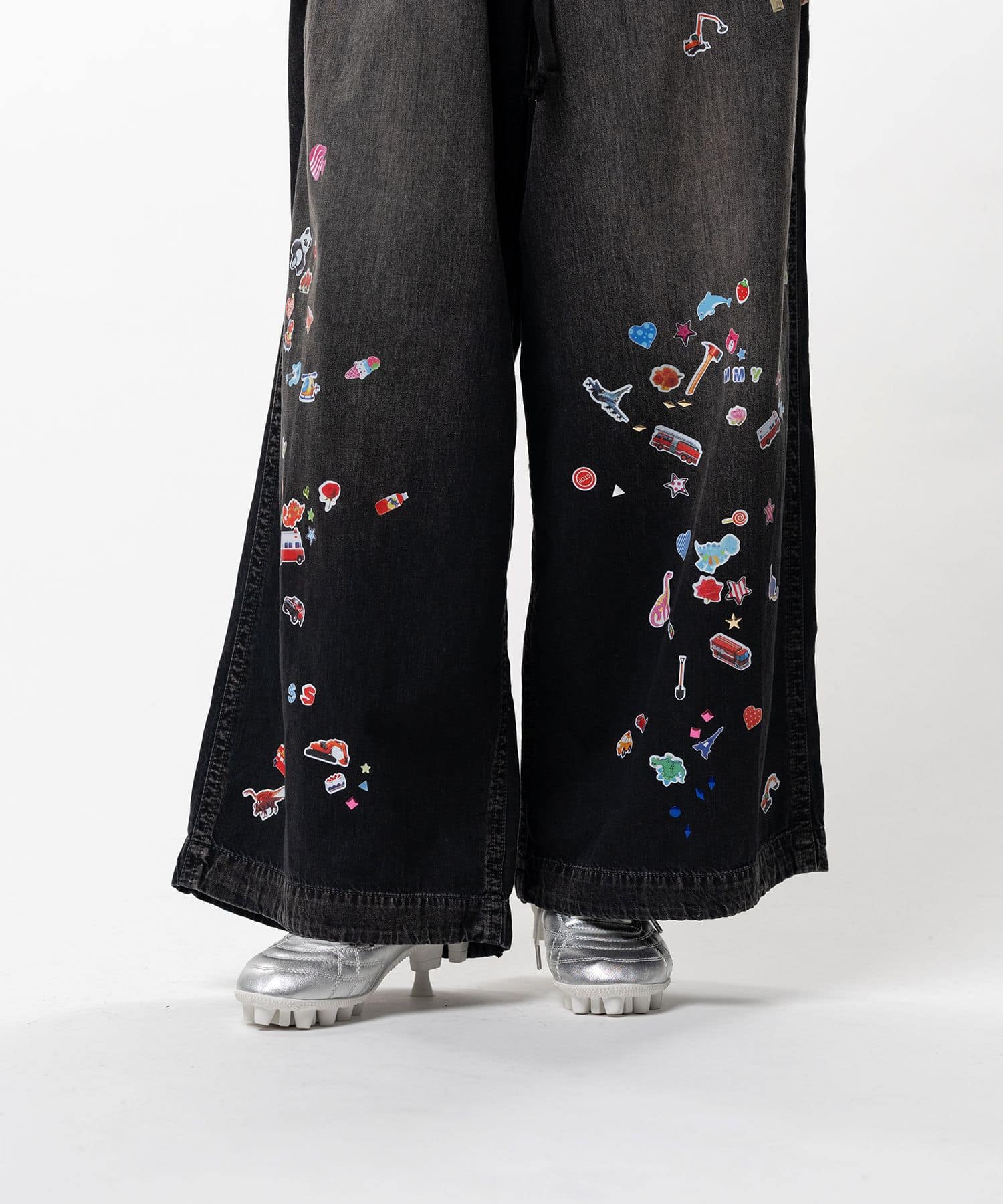 Maison MIHARA YASUHIRO/Kids Sticker Printed Wide Denim Pants black 36