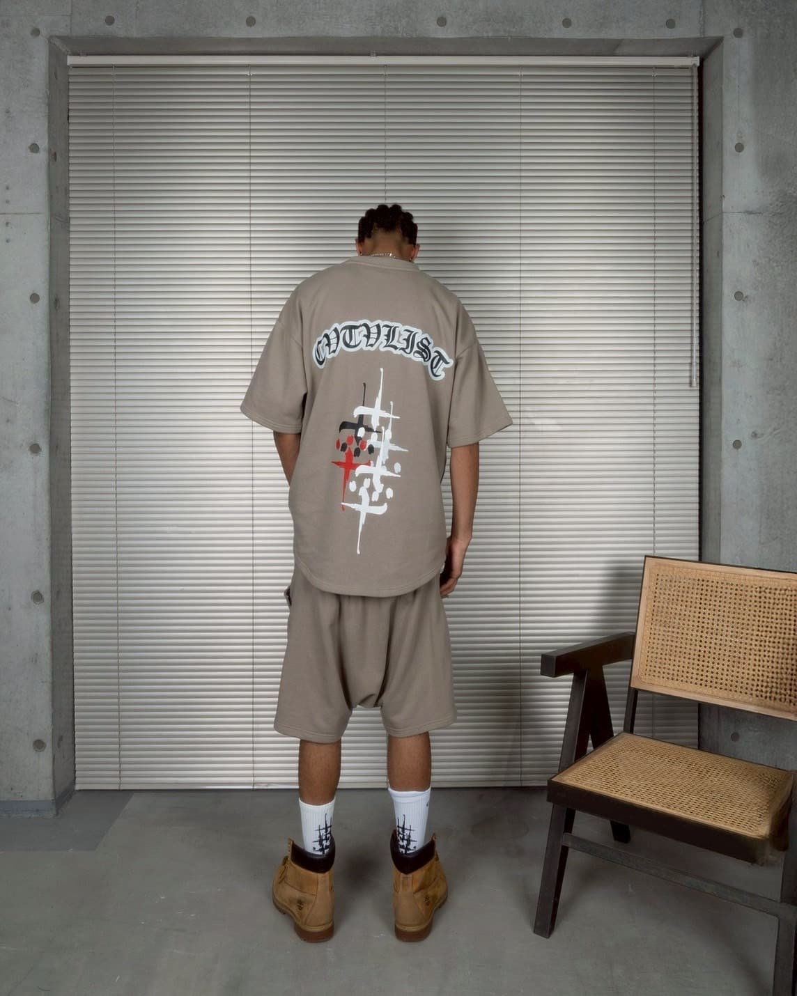 CVTVLIST/カタリスト/multi cross usual tee beige L
