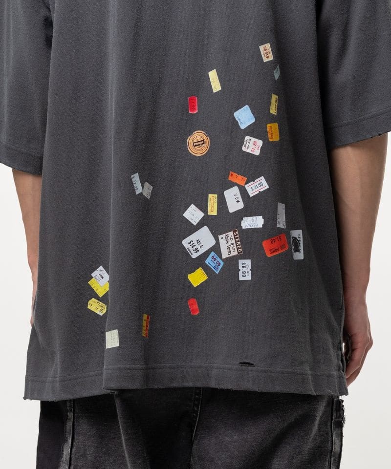 Maison MIHARA YASUHIRO/Price Tag Sticker Printed T-shirt black 46