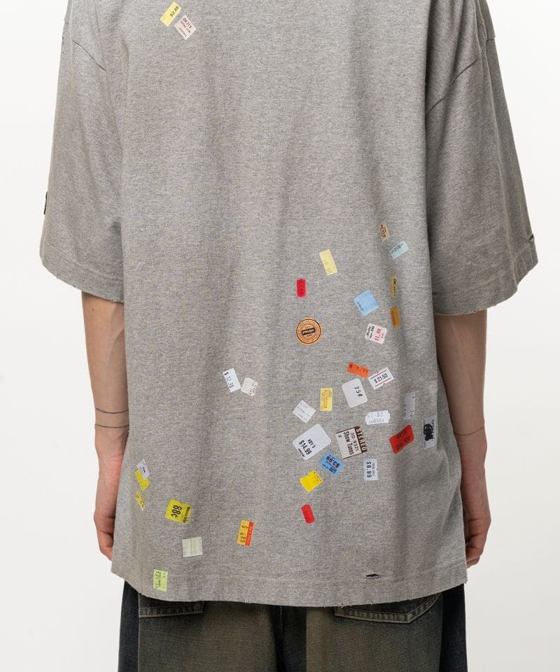 Maison MIHARA YASUHIRO/Price Tag Sticker Printed T-shirt gray 44