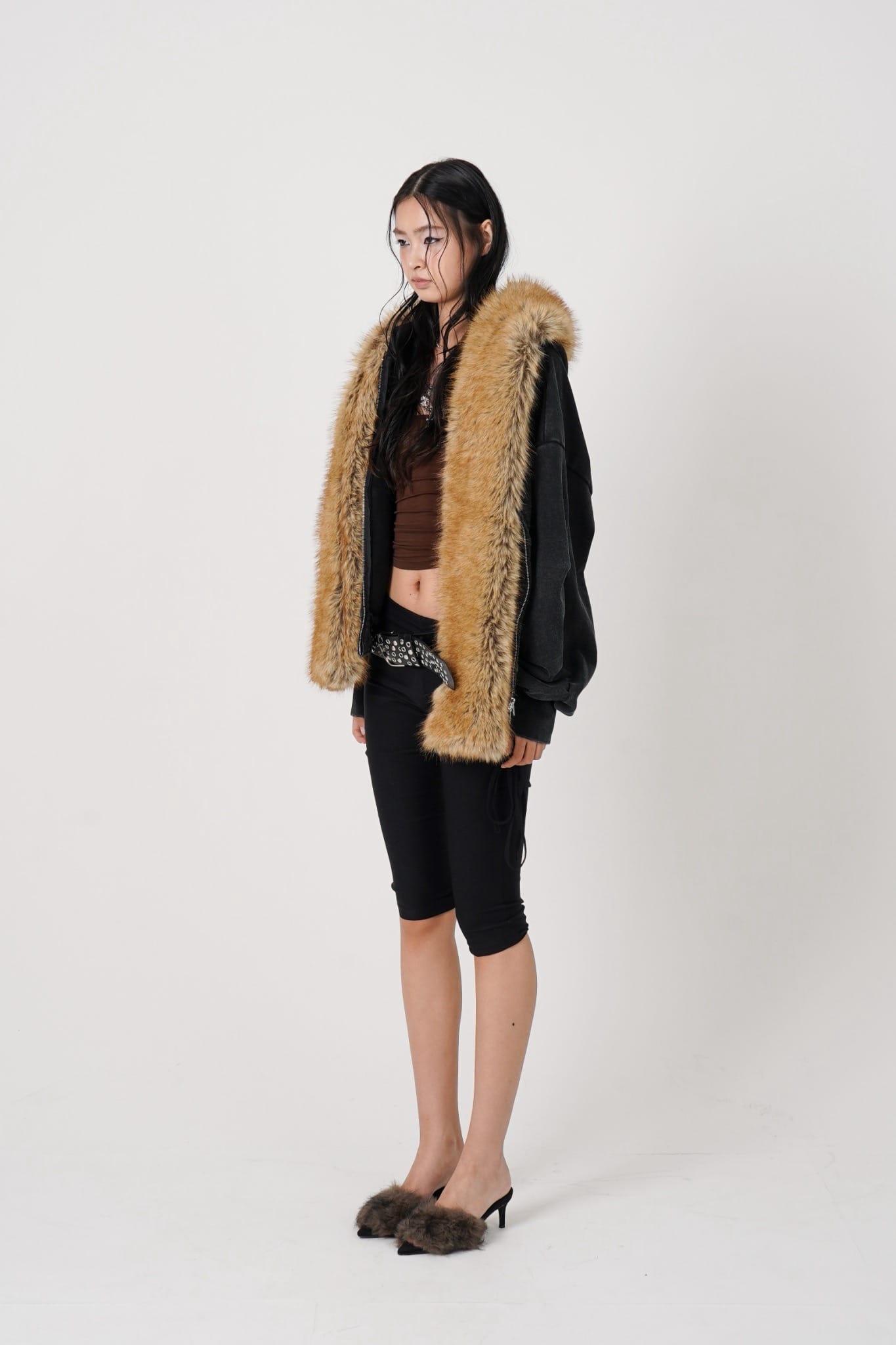 MITSUKI/ミツキ/Faux Muffler Hoodie (black) black F