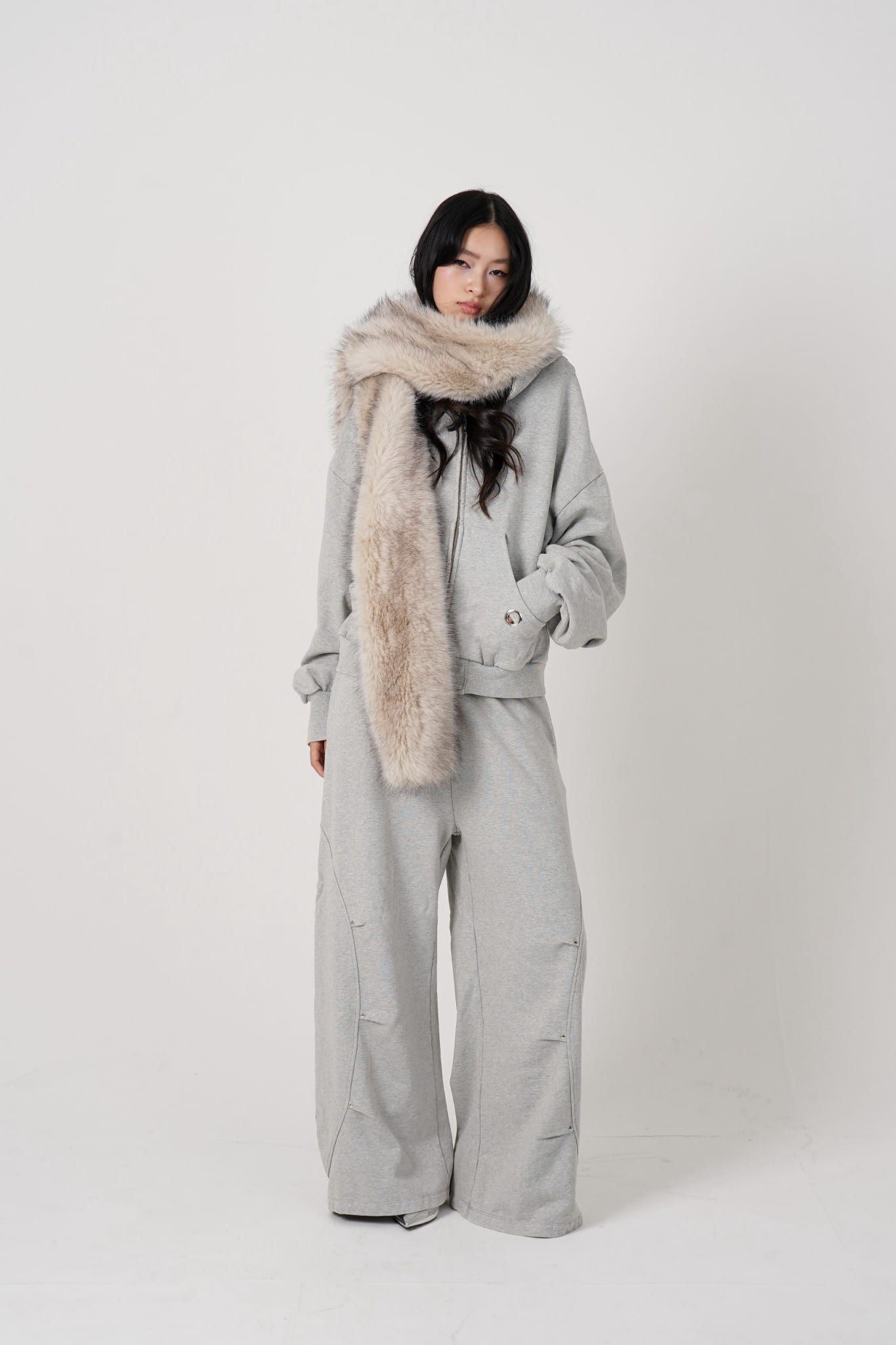 MITSUKI/ミツキ/Faux Muffler Hoodie(gray) gray F