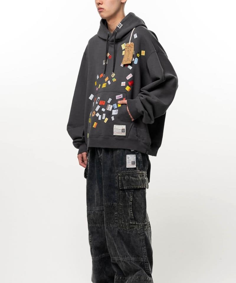 Maison MIHARA YASUHIRO/Price Tag Sticker Printed Hoodie black 50