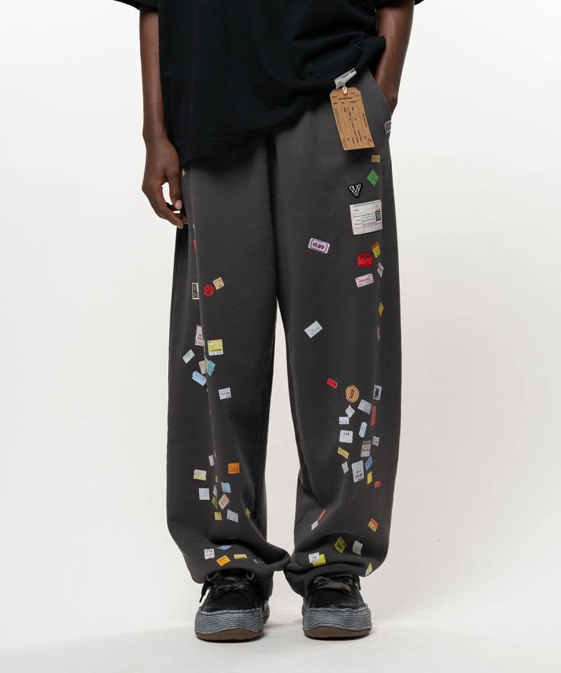Maison MIHARA YASUHIRO/Price Tag Sticker Printed Sweat Pants black 46