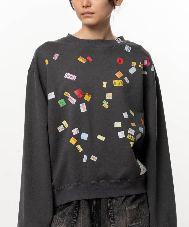 Maison MIHARA YASUHIRO/Price Tag Sticker Printed Sweatshirt black 38