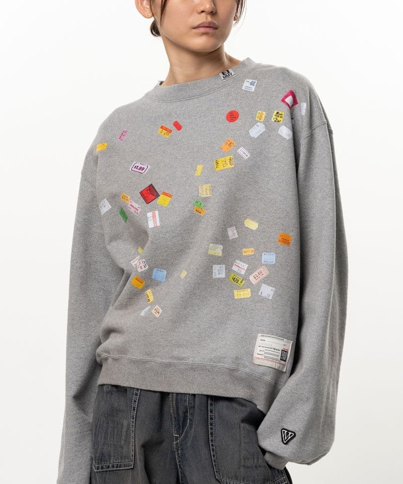 Maison MIHARA YASUHIRO/Price Tag Sticker Printed Sweatshirt gray 38