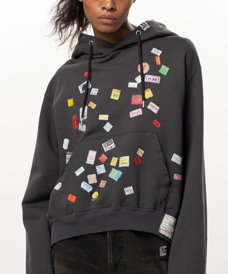 Maison MIHARA YASUHIRO/Price Tag Sticker Printed Hoodie black 36