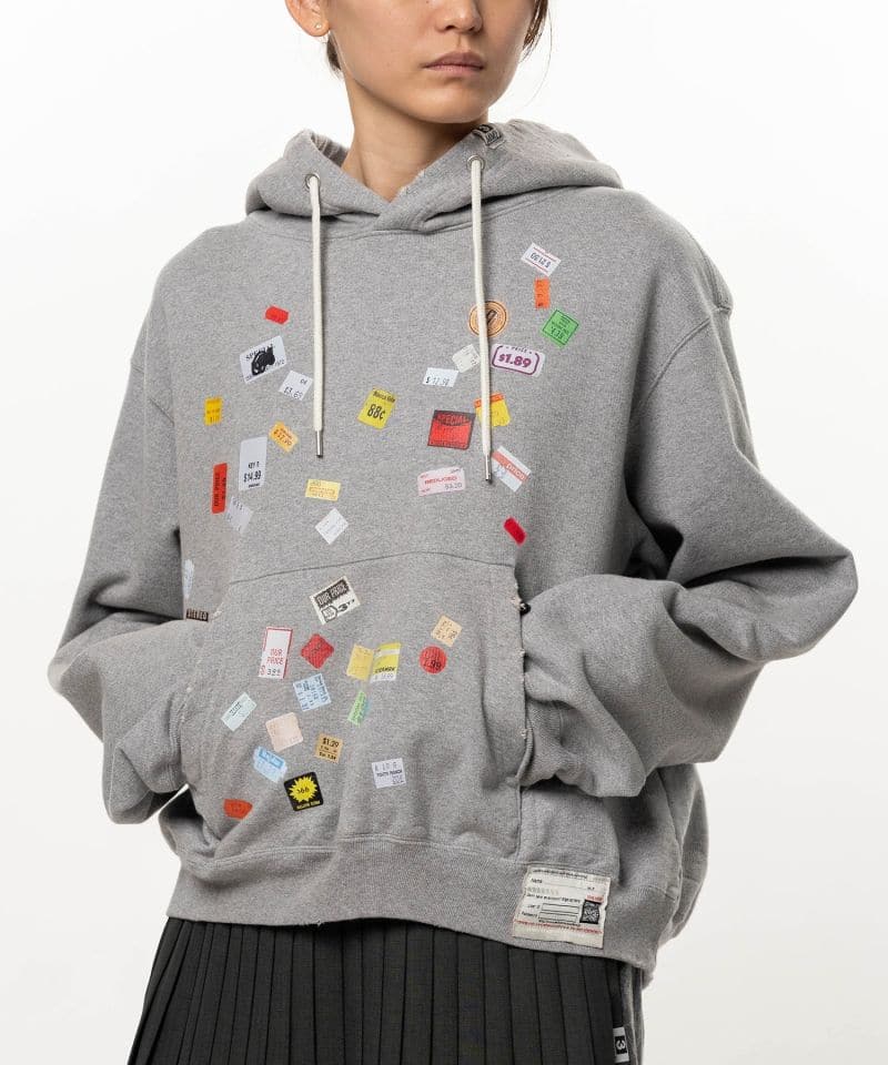 Maison MIHARA YASUHIRO/Price Tag Sticker Printed Hoodie gray 36