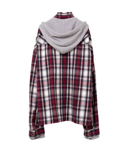 Maison MIHARA YASUHIRO/Hoodie Combine Checkered Shirt(36 red