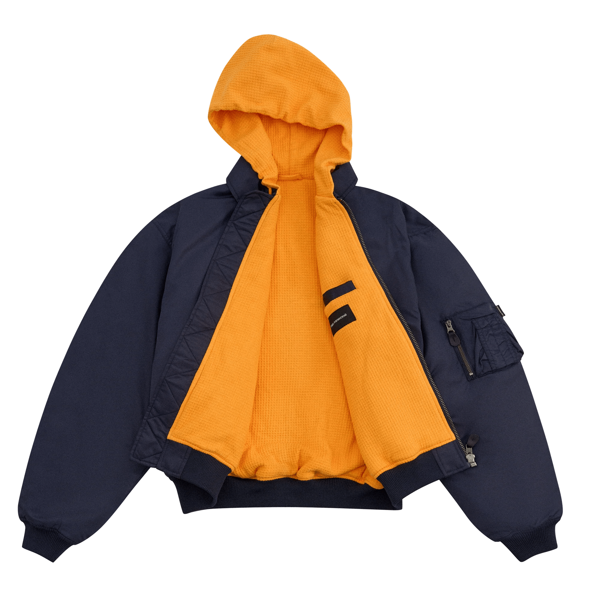 GOSHA RUBCHINSKIY/ゴーシャ・ラブチンスキー/Hooded Bomber Jacket navy L
