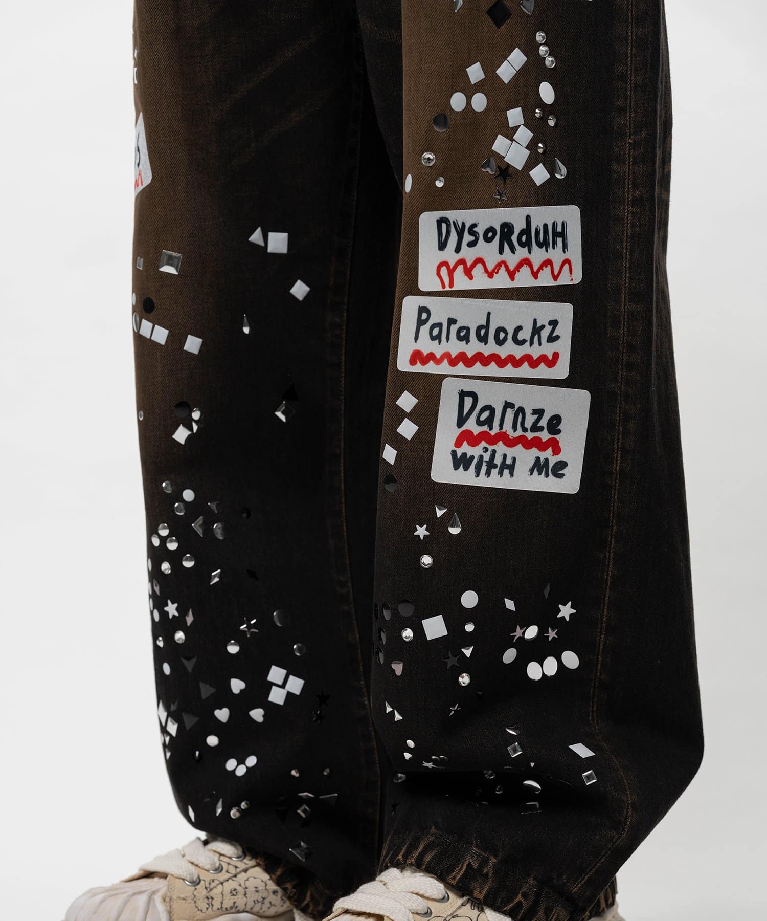 Maison MIHARA YASUHIRO/Embellished Sticker Denim Pants black 44
