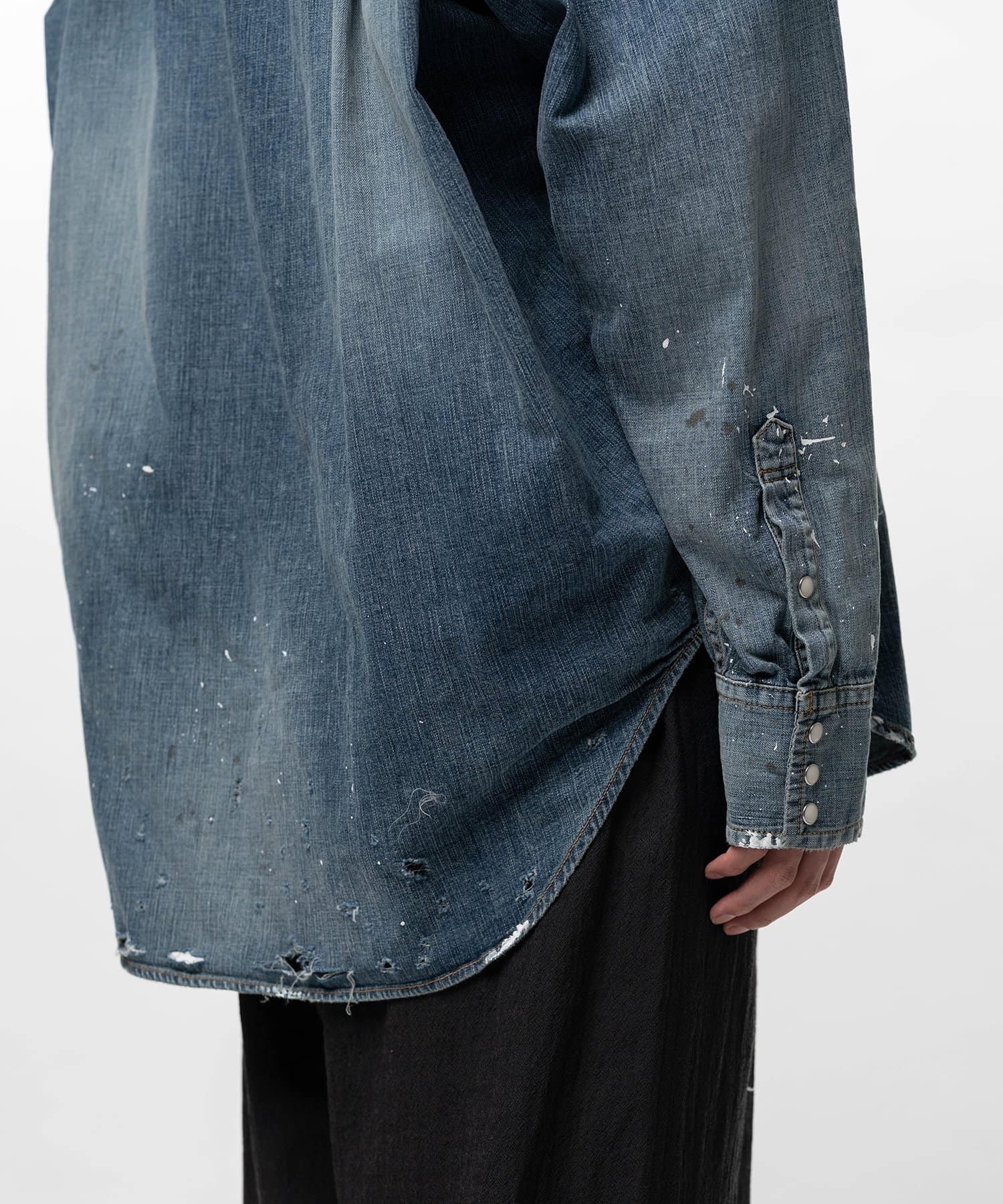 Maison MIHARA YASUHIRO/Kids Sticker Printed Denim Shirt blue 48