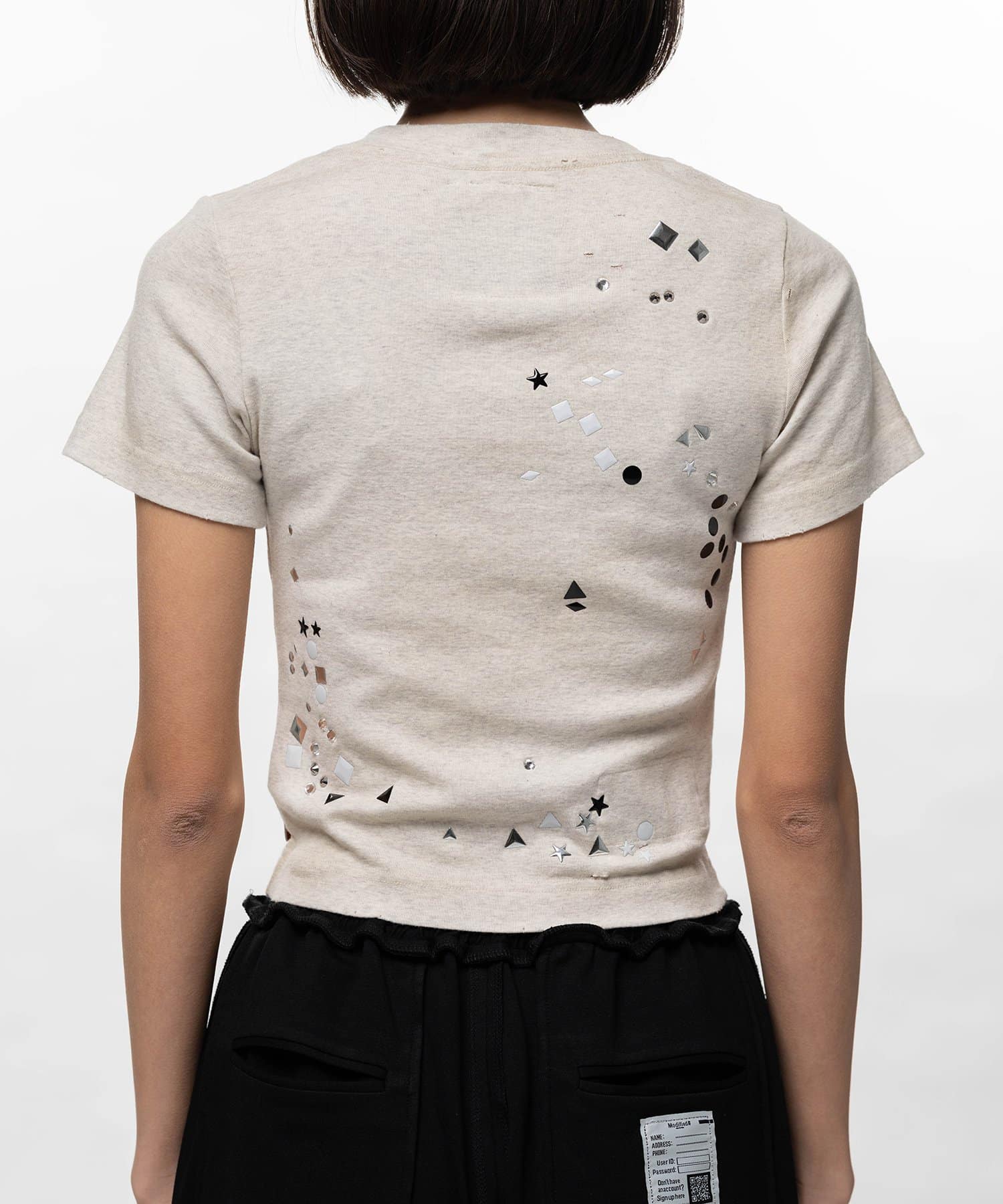 Maison MIHARA YASUHIRO/Embellished Sticker Mini T-shirt white 36
