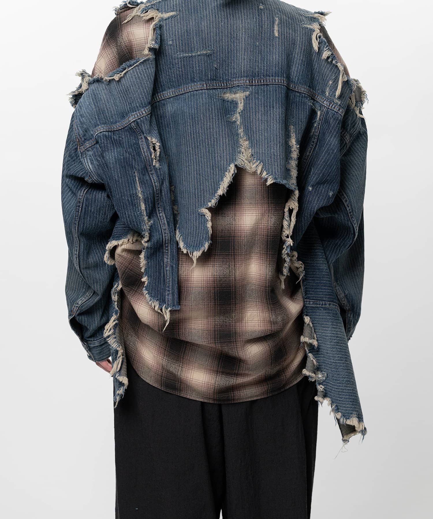 Maison MIHARA YASUHIRO/Check Shirt Layered Denim Jacket INDIGO 46