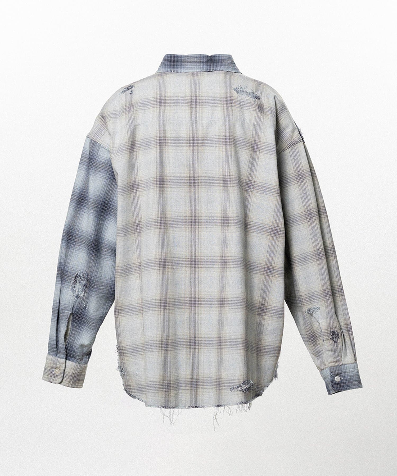 KAMIYA/Repaired Crazy Checked Shirt blue S