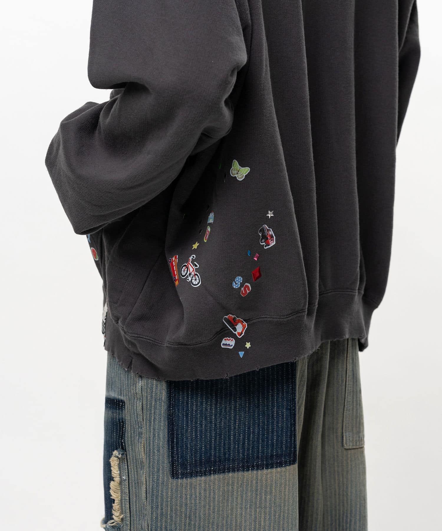 Maison MIHARA YASUHIRO/Kids Sticker Printed Hoodie black 44