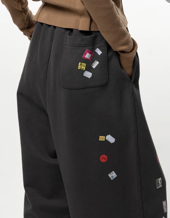 Maison MIHARA YASUHIRO/Price Tag Sticker Printed Wide Sweat Pants black 36