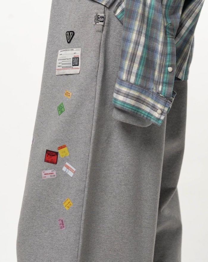 Maison MIHARA YASUHIRO/Price Tag Sticker Printed Wide Sweat Pants gray 36