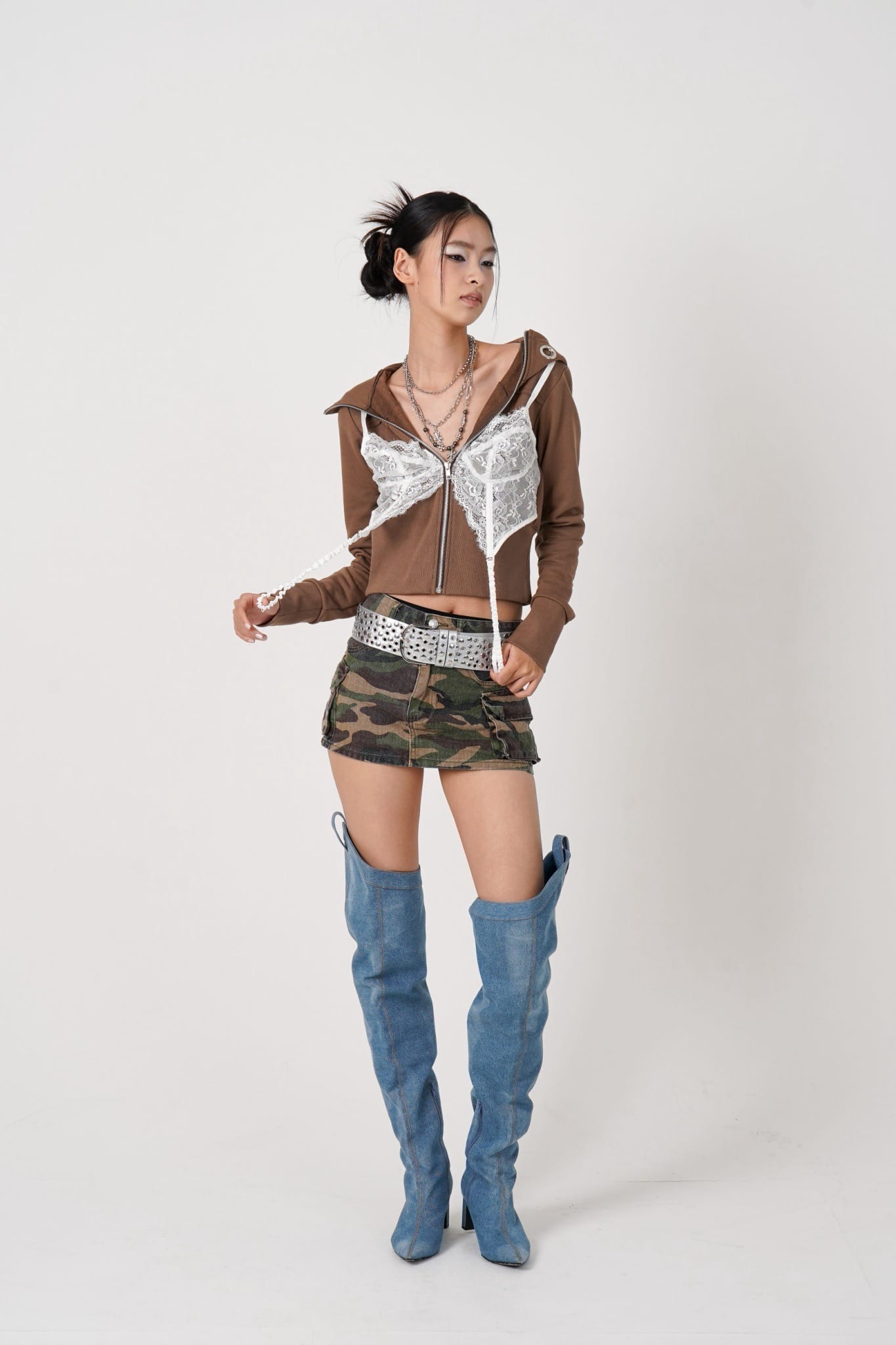MITSUKI/ミツキ/Lingerie docking Hoodie（cocoa） cocoa F