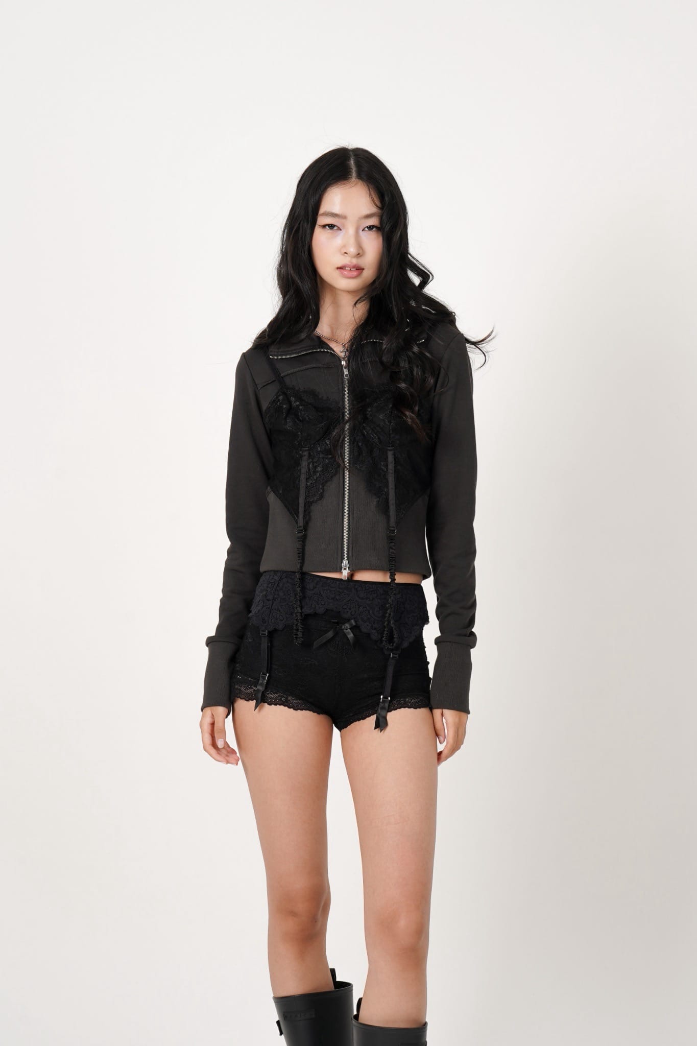 MITSUKI/ミツキ/Lingerie docking Hoodie（black） black F