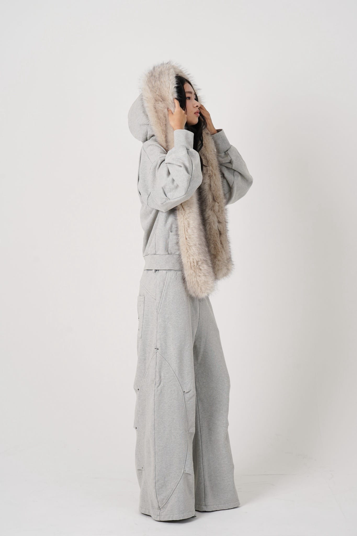 MITSUKI/ミツキ/Faux Muffler Hoodie(gray) gray F