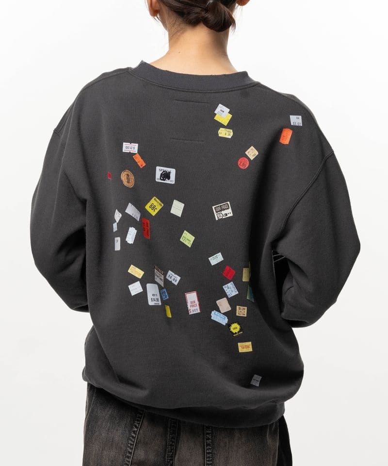 Maison MIHARA YASUHIRO/Price Tag Sticker Printed Sweatshirt black 38