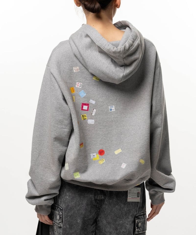 Maison MIHARA YASUHIRO/Price Tag Sticker Printed Hoodie gray 36