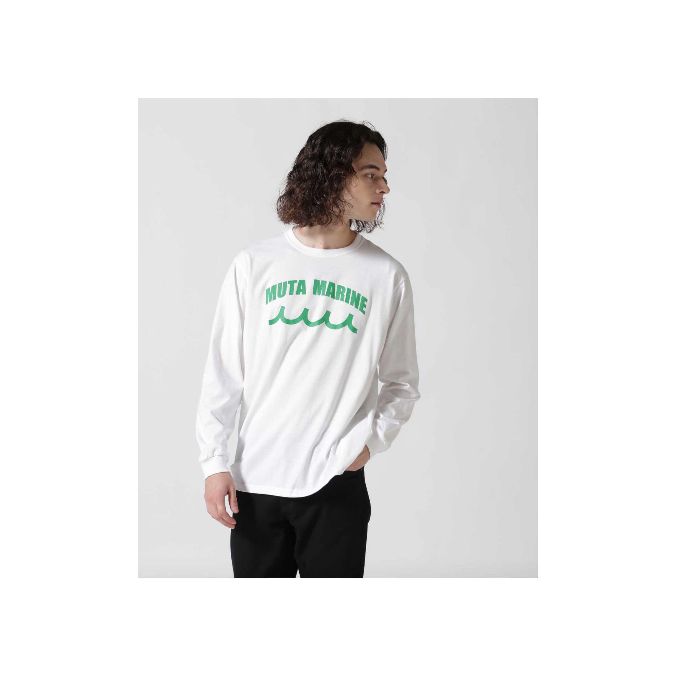 muta MARINE/ムータ マリン/別注 ACANTHUSコラボカレッジロゴLS Tシャツ white 6
