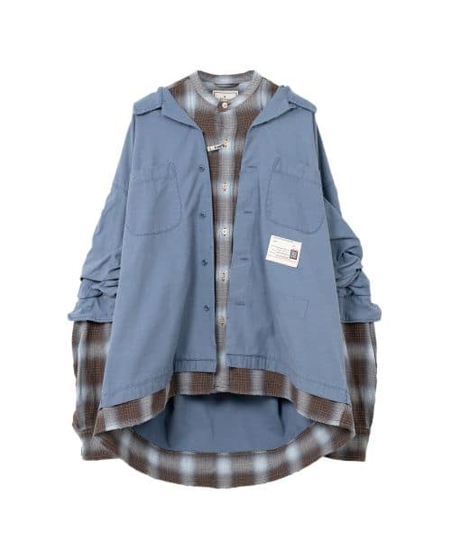 Maison MIHARA YASUHIRO/Layered Long Sleeve Shirt blue 48