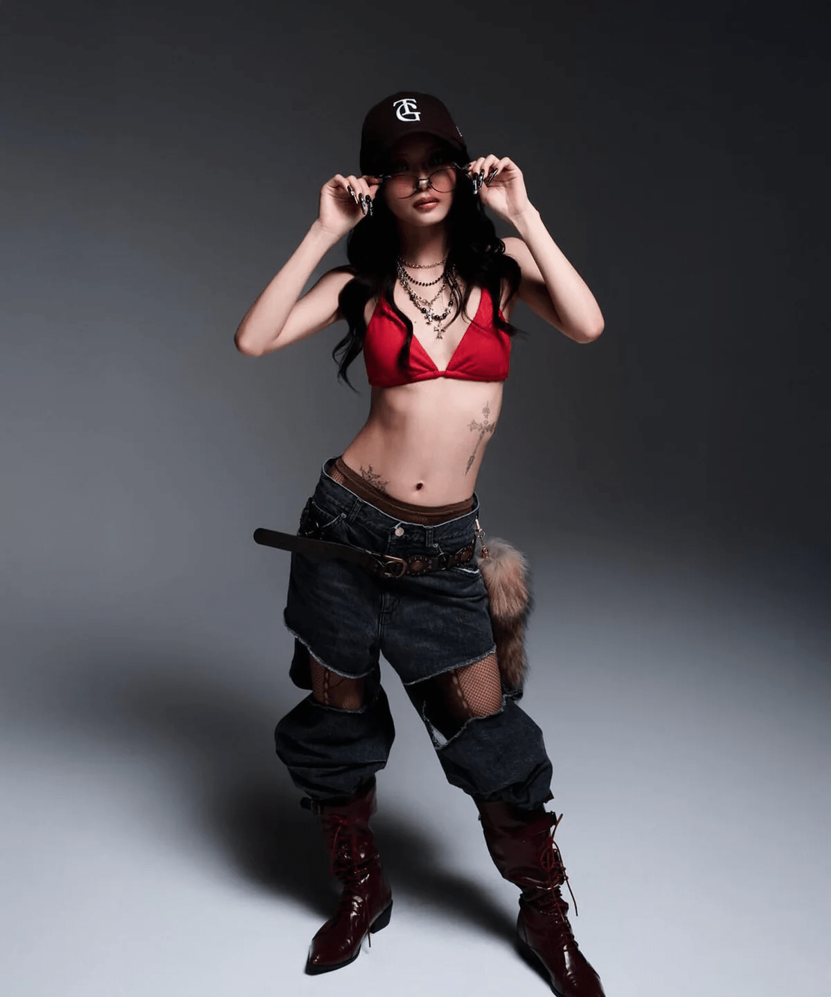 MITSUKI/ミツキ/DENIM CUT-OUT PANTS black M