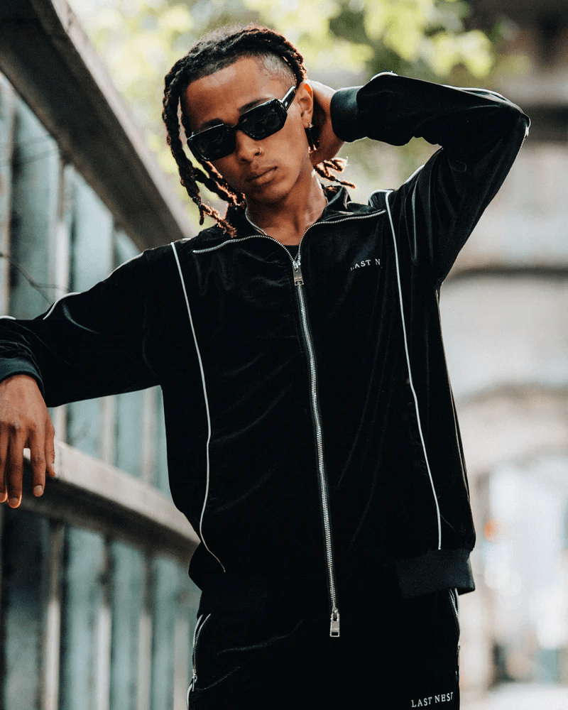LAST NEST/Velour Track Jacket V2 / Black black L