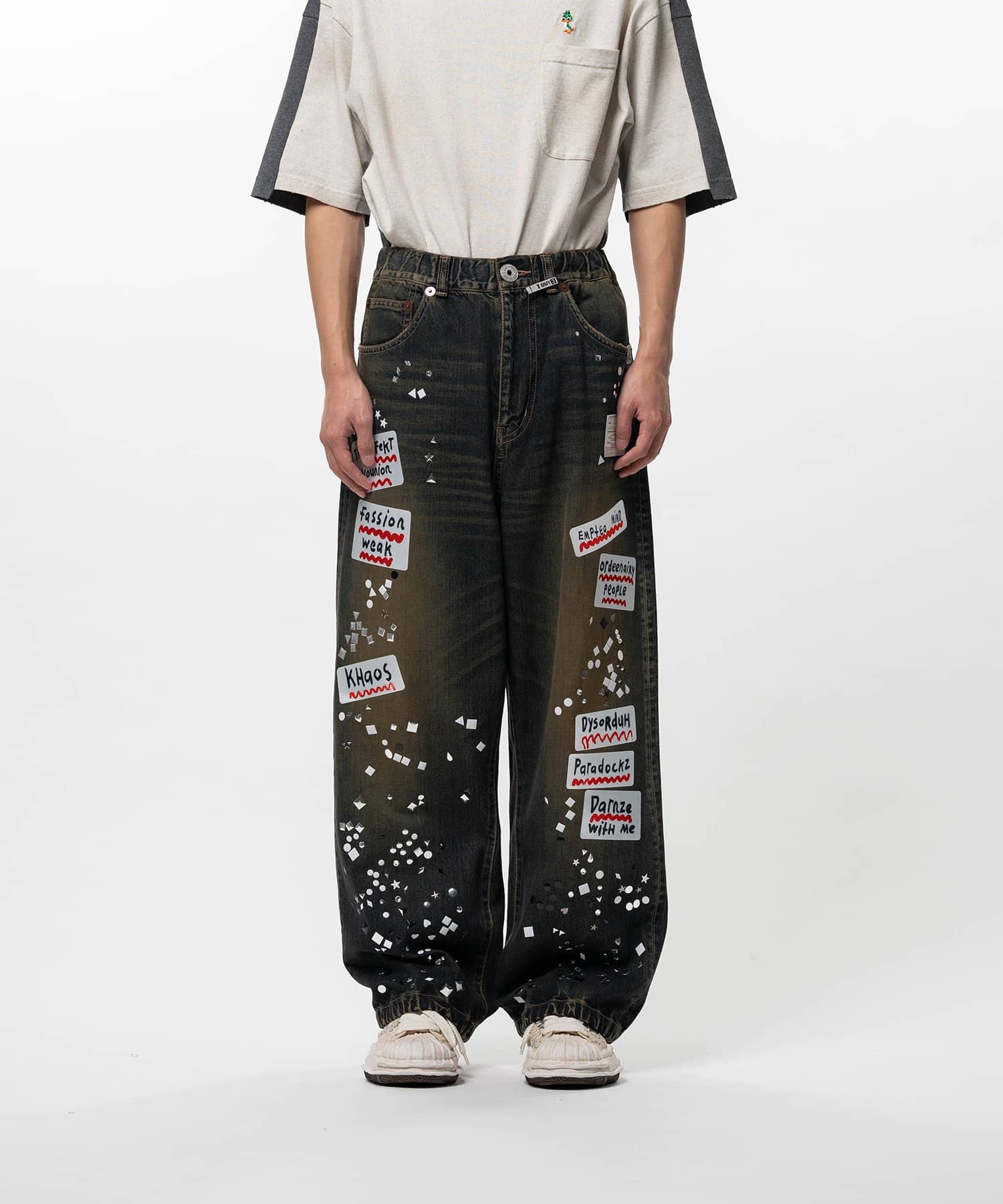 Maison MIHARA YASUHIRO/Embellished Sticker Denim Pants indigo 46